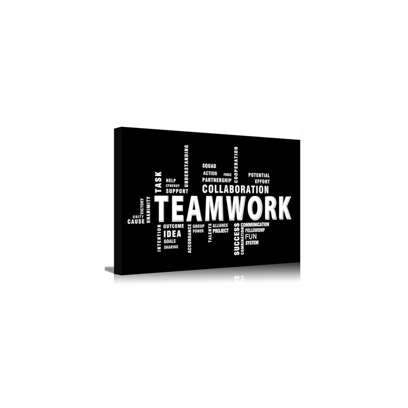 Inspirational Teamwork Canvas Wall Art Home Office Wall Decor Picture Minimalist Team Work Inspirational Quotes Poster Print For Living Room Bedroom Office Man Cave Decoration Ready To Han