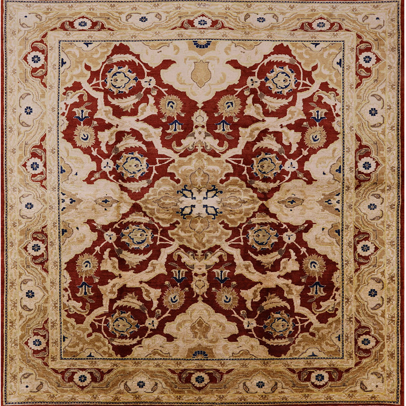 Tapis oriental rouge / beige Garig, Carré 4 pi