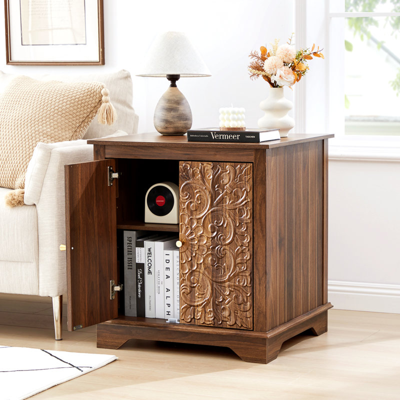 Grande armoire de table d'appoint en relief Farmhouse 25,59 po, Noyer
