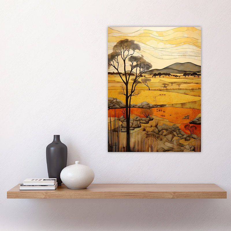 African Savannah Artwork Ochre Tropical Grassland In Summer Large Wall Unframed Art Poster Print Thick Paper 18X24 Inch