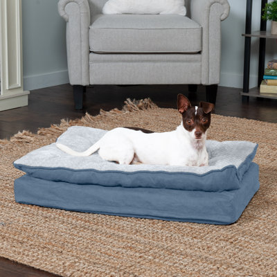 Minky Faux Fur & Suede Orthopedic Dog Bed with Pillow-Top Removable Cover
