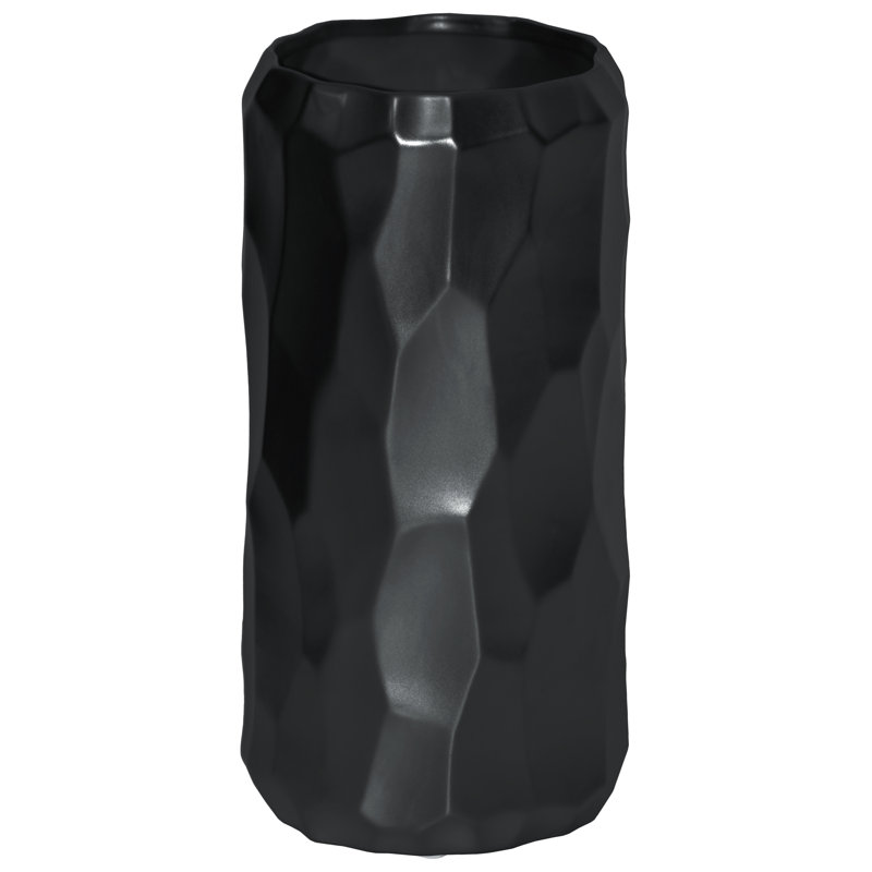 Vase de table cylindrique en céramique Perron, H 9 po x l 4,25 po x P 4,25 po, Noir