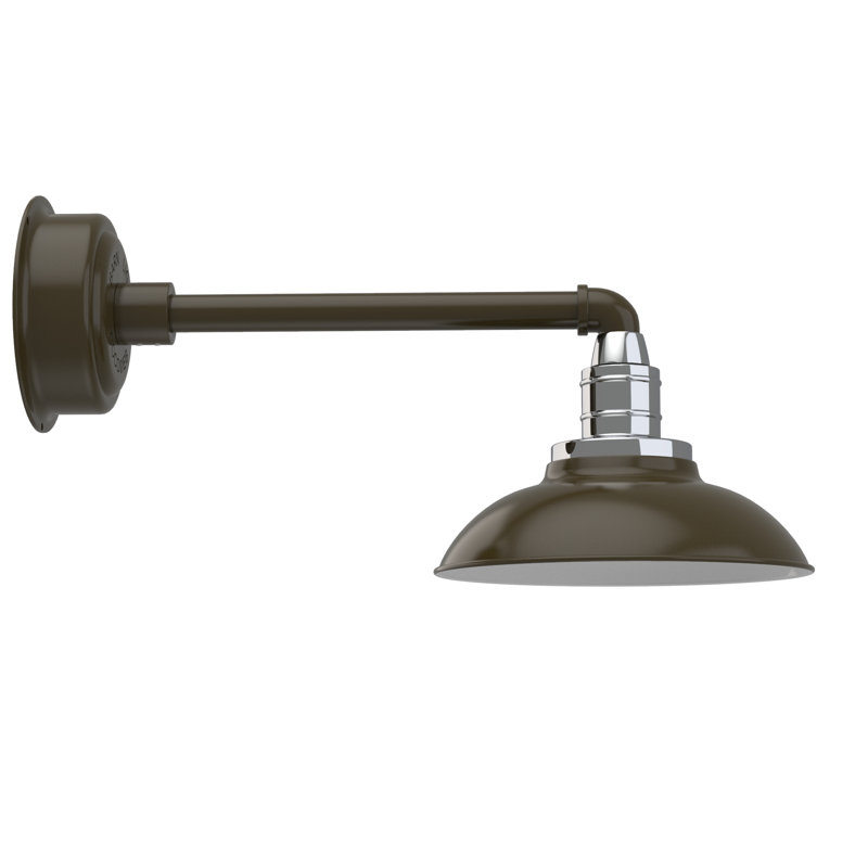 Luminaire de grange d'extérieur Ludwicka, Bronze acajou, H 8,52 po x l 10 po x P 21,5 po