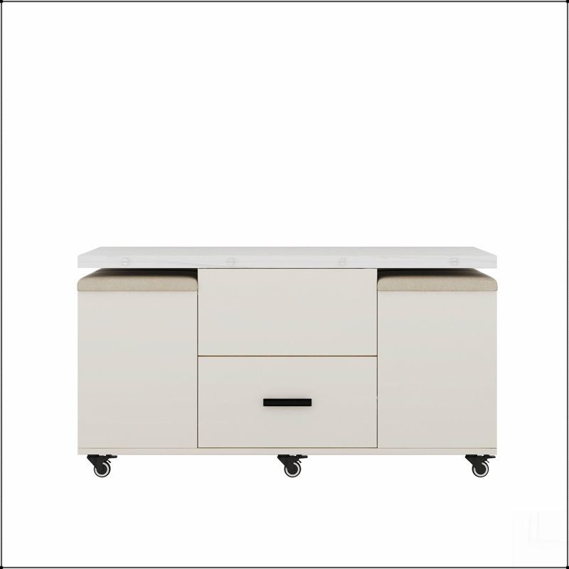 Table basse relevable moderne avec 4 tabourets pour le salon 1 rangement caché extensible + 2