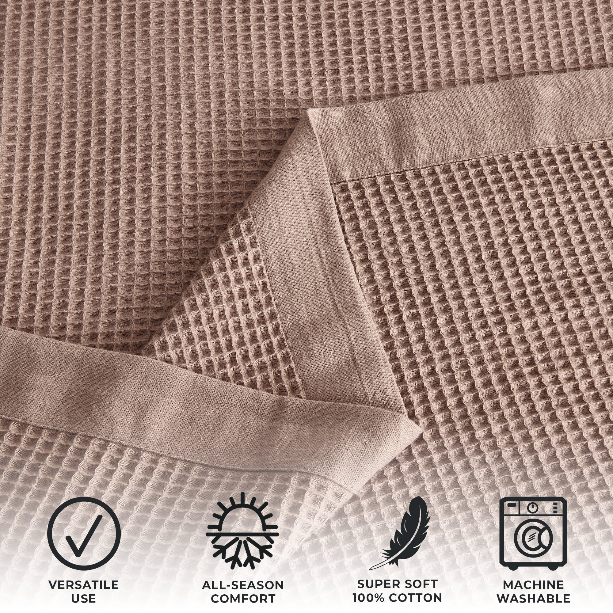 100% Cotton Lightweight Waffle Weave Summer Blanket, Red Wood, Twin