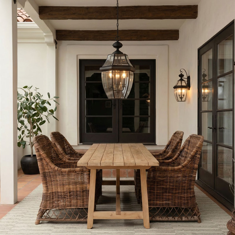 Newbury 3-Light Mystic Black Outdoor Hanging Lantern, Mystic Black