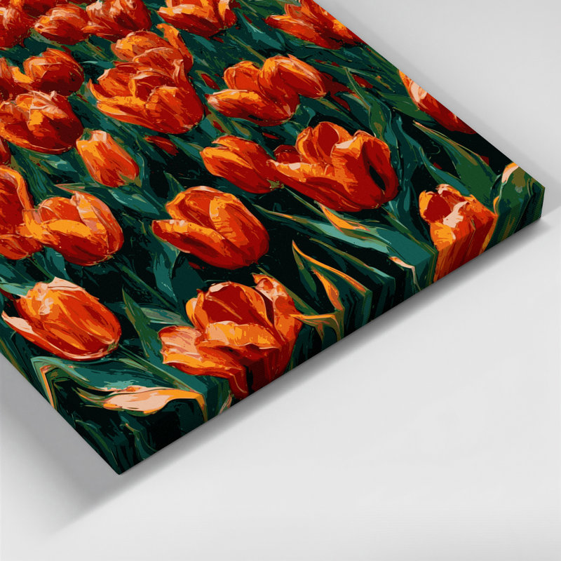 «Botanical Tulips», art mural sur toile verte, H 12 po x l 12 po