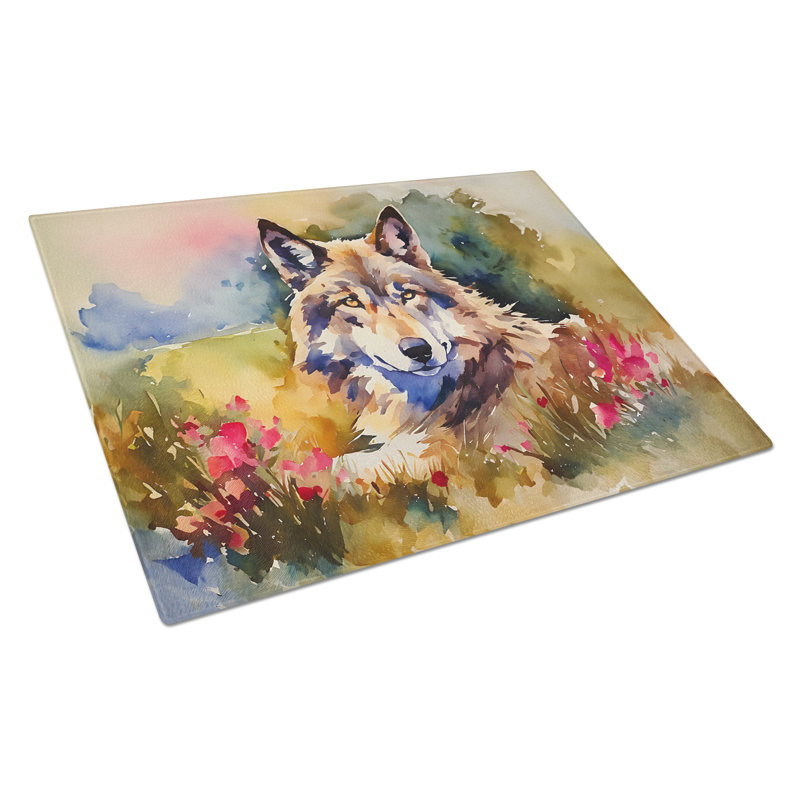 Wolves Wolf  Glass Cutting Board Large