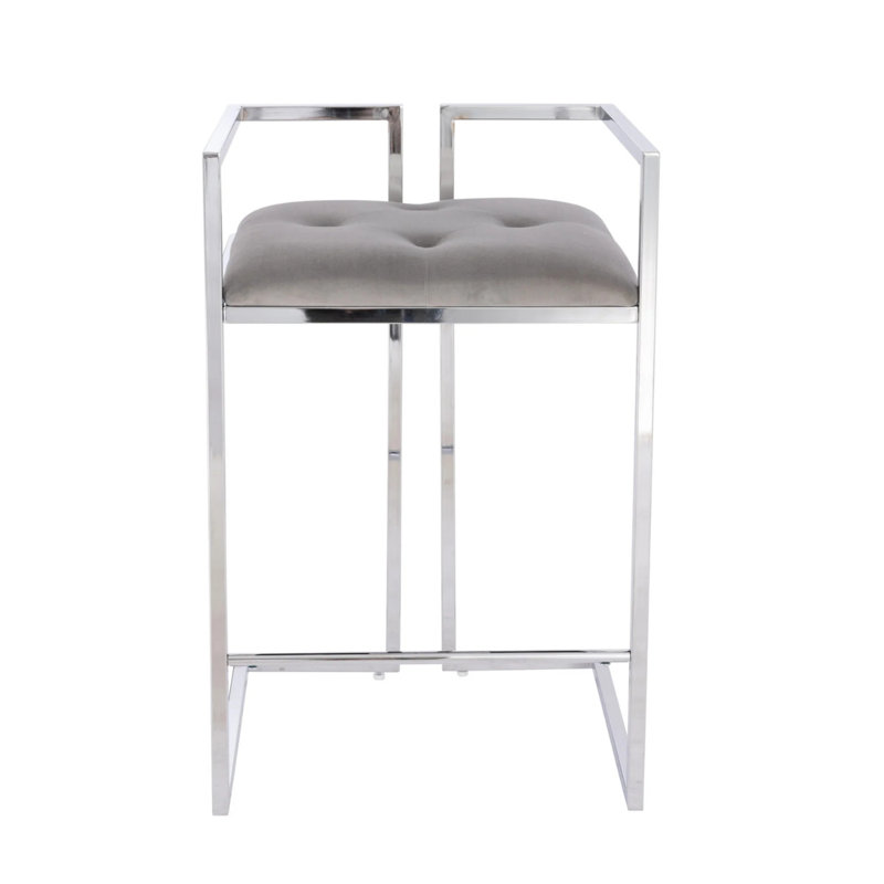 Tabouret Harvey, Chrome chrome, Gris/Argenté