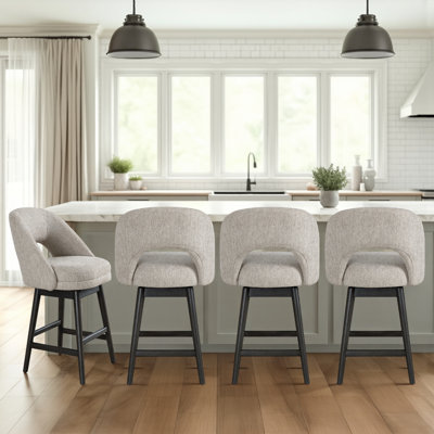 Tabouret tournant en bois massif avec siège en tissu Watanabe