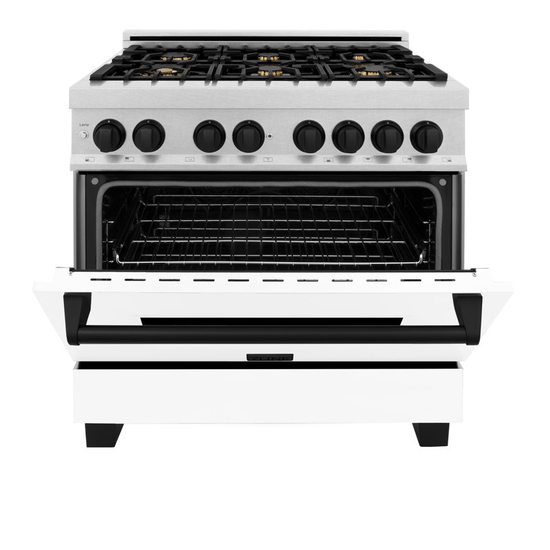 ZLINE Autograph 36" Legacy Dual Fuel Range, Matte Black Satin Stainless Steel