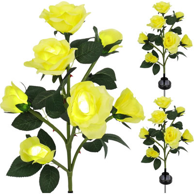 Paquet de 2 lumières solaires roses pour l'extérieur avec 14 fleurs roses, éclairage solaire pour la cour