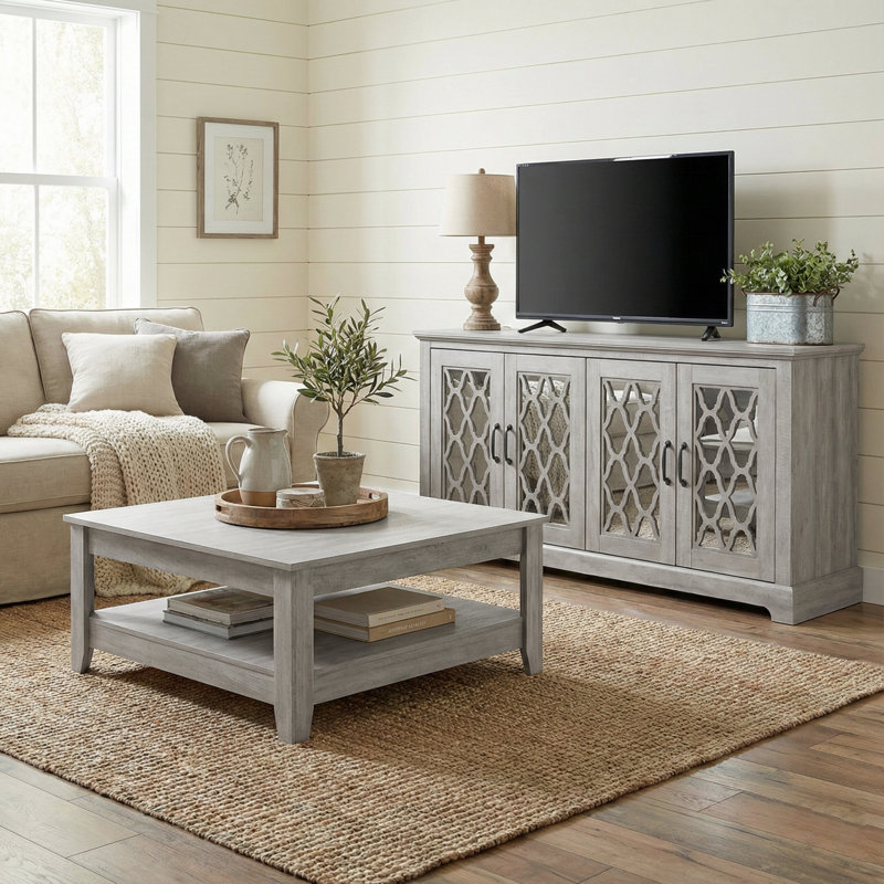 Weddel Basilico 2 Piece Modern Living Room Set, Dusty Gray Oak