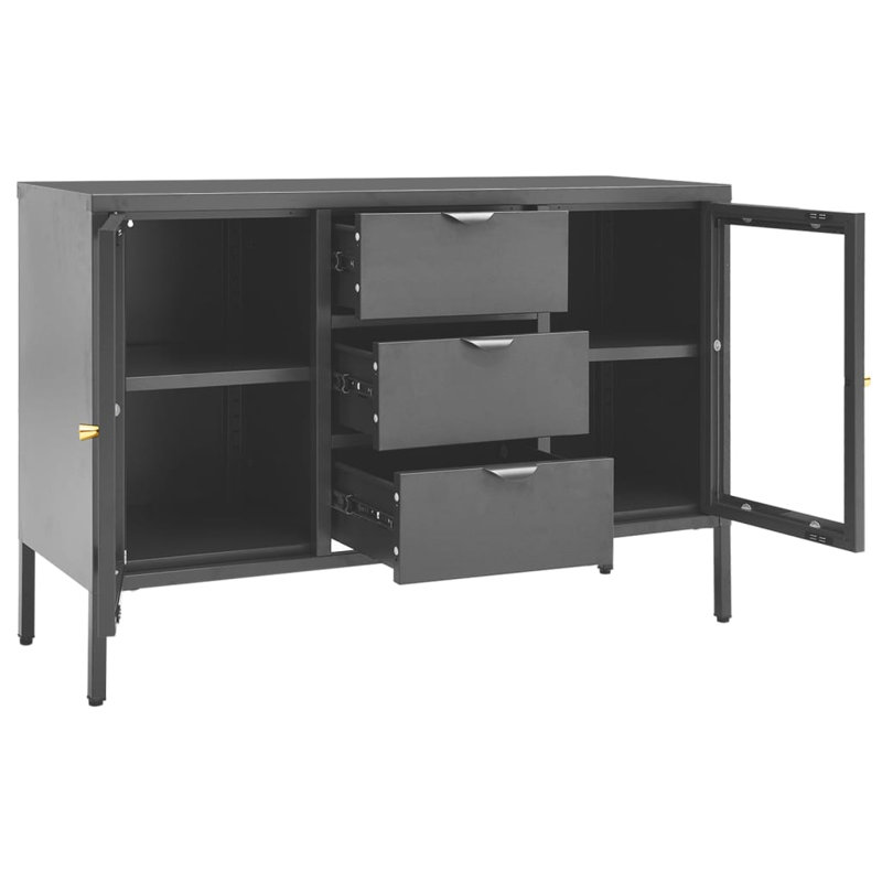 Sideboard Side Table with Adjustable Shelf Steel and Tempered Glass, Anthracite