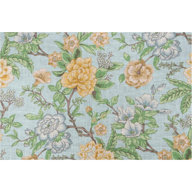 Housse de coussin floral multicolore en lin bleu clair, Carrée, H 15 po x l 15 po