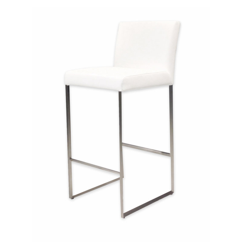 Tate Upholstered Counter Stool, White, Counter Stool (26" Seat Height)