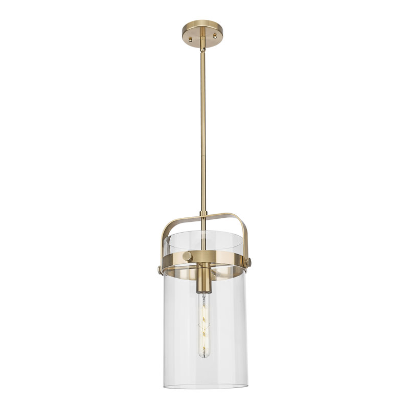 Luminaire suspendu à colonne 4 lumières Erie, Clair, H 14 po x l 8 po x P 8 po, Nickel poli