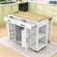 Îlot de cuisine extensible avec 2 tiroirs, armoire de rangement et prise de courant intégrée-168629848