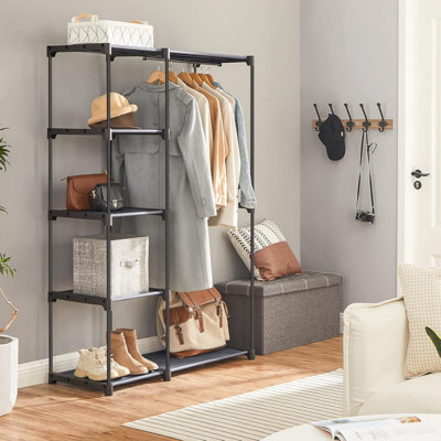 Portable Closet, Freestanding Closet Organizer, Clothes Rack With Shelves, Hanging Rods, Storage Organizer, For Cloakroom, Bedroom, 44.1 X 16.9 X 65 Inches, Grey