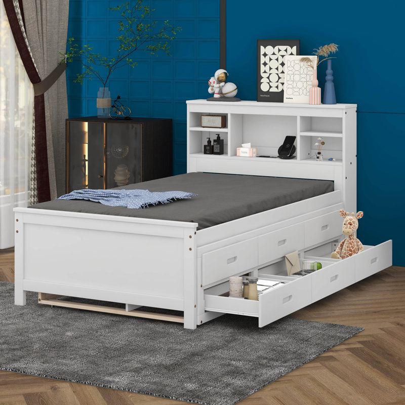 Lit plateforme simple avec tête de lit Sedona, Blanc