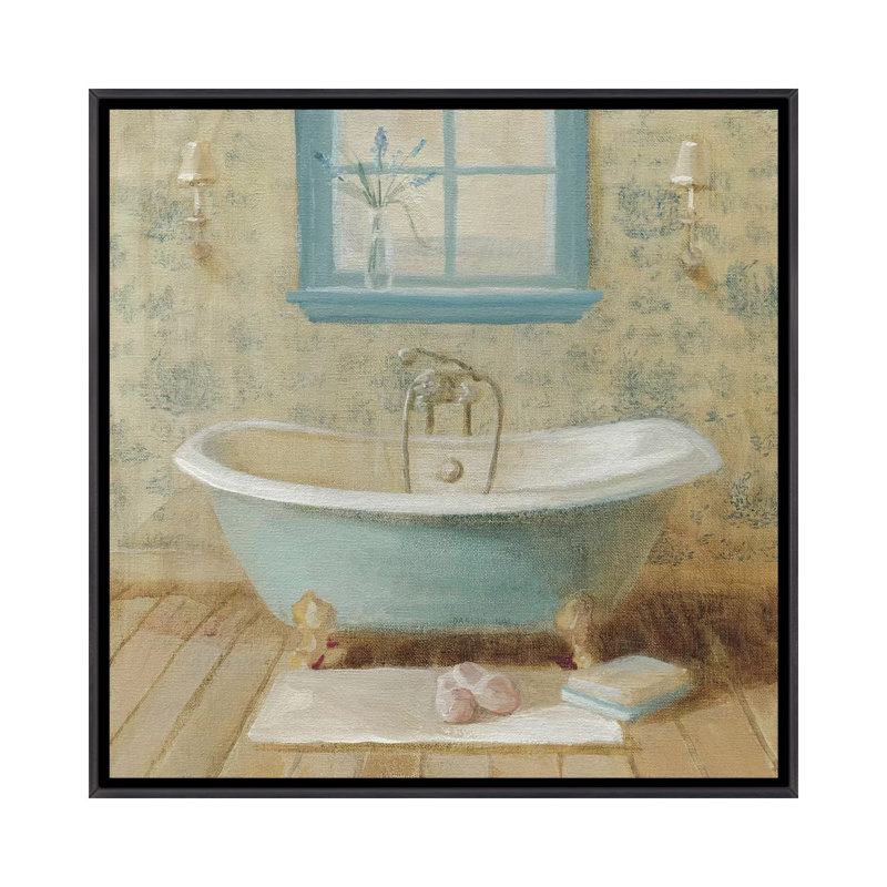 " Victorian Bath I " by Danhui Nai, No Matte, 18" H x 18" W x 1.5" D, Distressed Black Framed