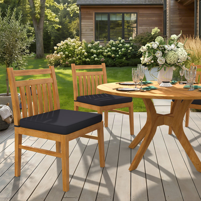 Sunbrella Indoor/Outdoor Dining Chair Cushion, Sunbrella® Canvas Black, 21" W x 19" D