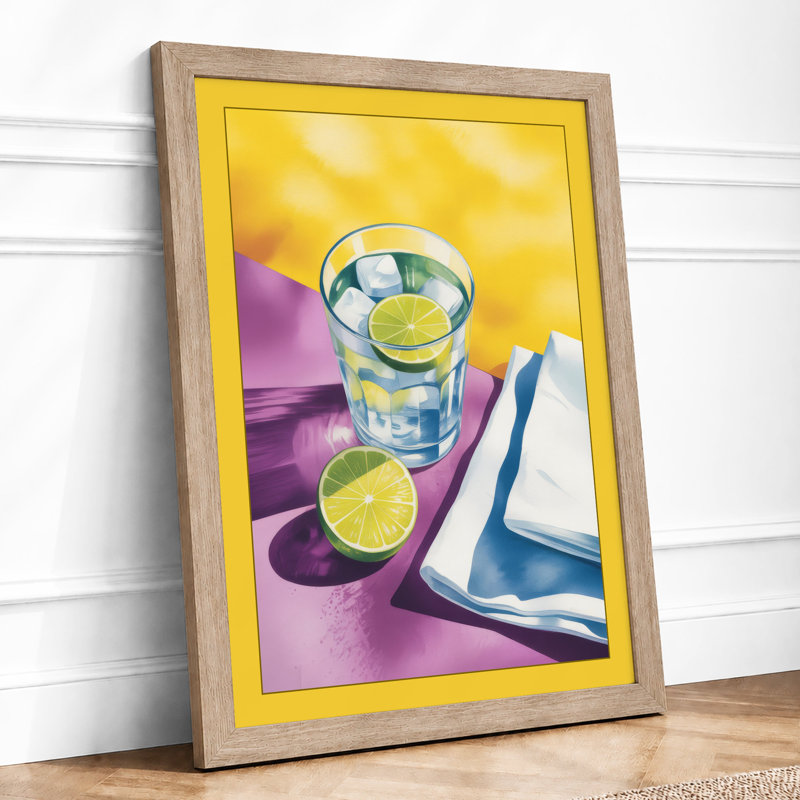 Water and Lime Modern - Framed Print, A3 - 42.0 x 29.7 cm, Oak