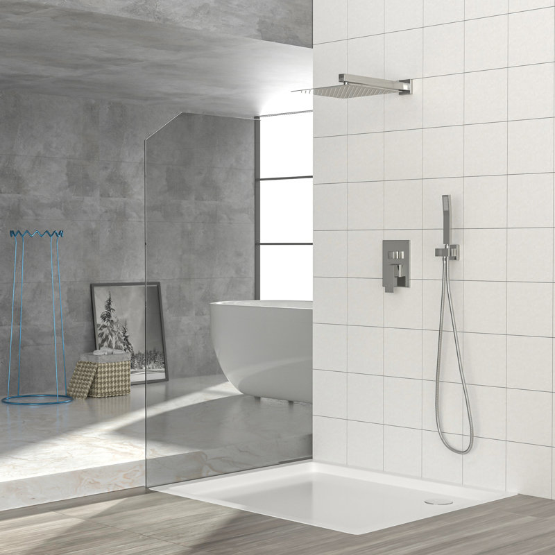 Pomme de douche double dorée - Carré mural de 10 pouces avec pluie et douches à main pour une baignoire de luxe, Doré