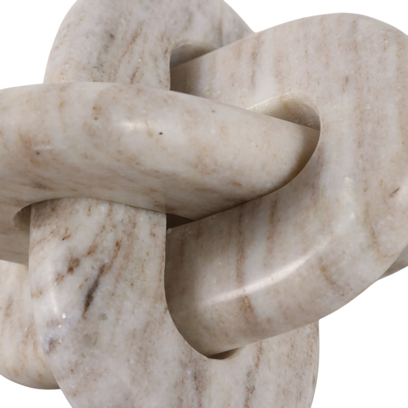 Sculptural Marble Decorative Object with Interlocking Design for Living Room Decor - Modern Home Accent for Coffee Table, or Home Decoration - Ivory