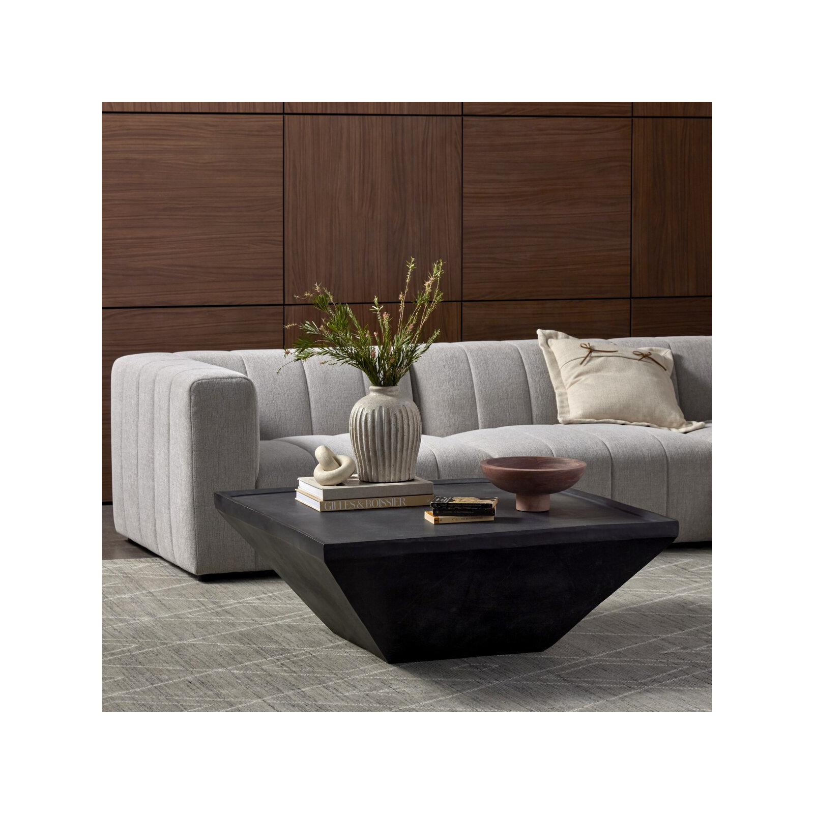 42'' Aluminum Outdoor Coffee Table, Matte Black