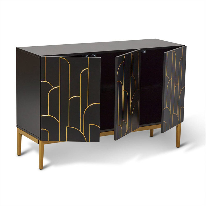 Heathfield Sideboard, 81 cm H x 120 cm W x 40 cm D, Noir Black