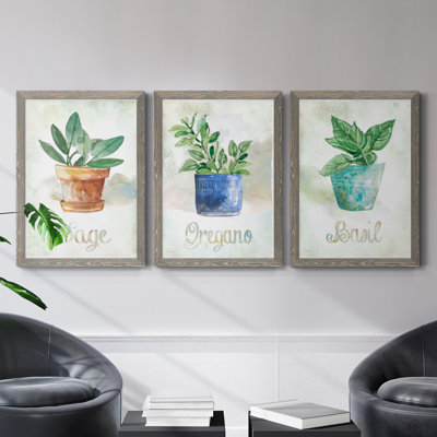 " Potted Basil " 3 - Pieces