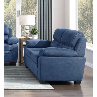 Comfortable Plush Seating Loveseat  Modern  Textured Fabric Channel Tufting Solid Wood Frame