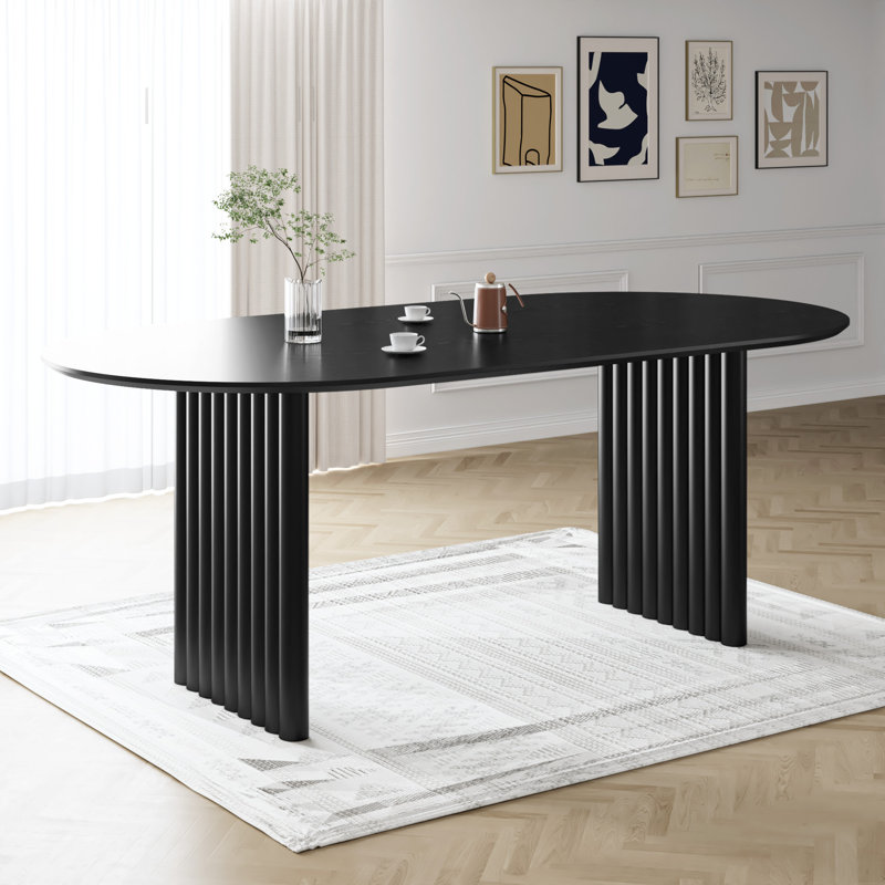 Table de salle à manger 30 po, H 30 po x L 79 po x l 40 po, Noir, noir, noir, noir
