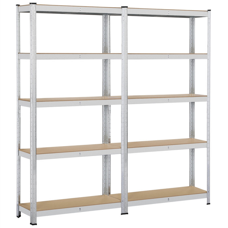  2PCS 5 Tiers Metal Storage Shelf 180 cm Height , Silver