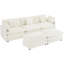 Canapé de salon confortable en velours côtelé beige avec repose-pieds, rangement et sièges pratiques pour un tissu durable-328423158
