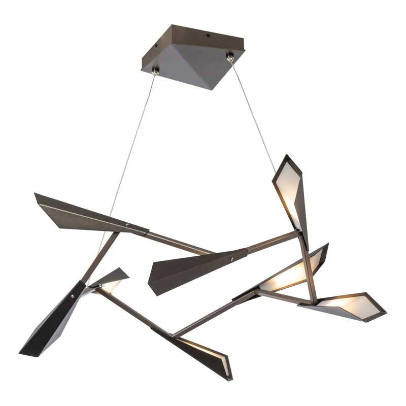 Luminaire suspendu 8 lumières DEL Quill, Bronze frotté à l'huile, Fumée foncée