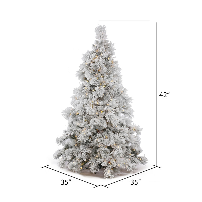 Flocked Sierra Lighted Artificial Pine Christmas Tree, 3.5' H x 35" W