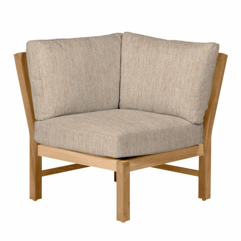 Fauteuil d'angle modulaire Club Teak - Teck naturel, Pas de soudure, Teck naturel, Toile sable