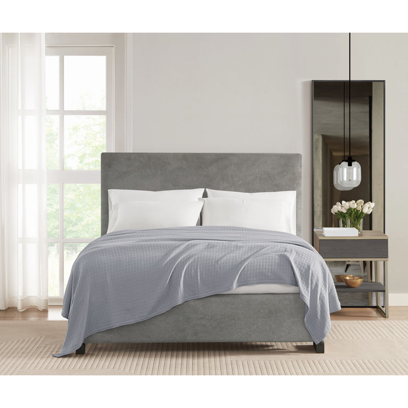 Couverture en coton Vince Camuto Classic, Gris, Grand lit