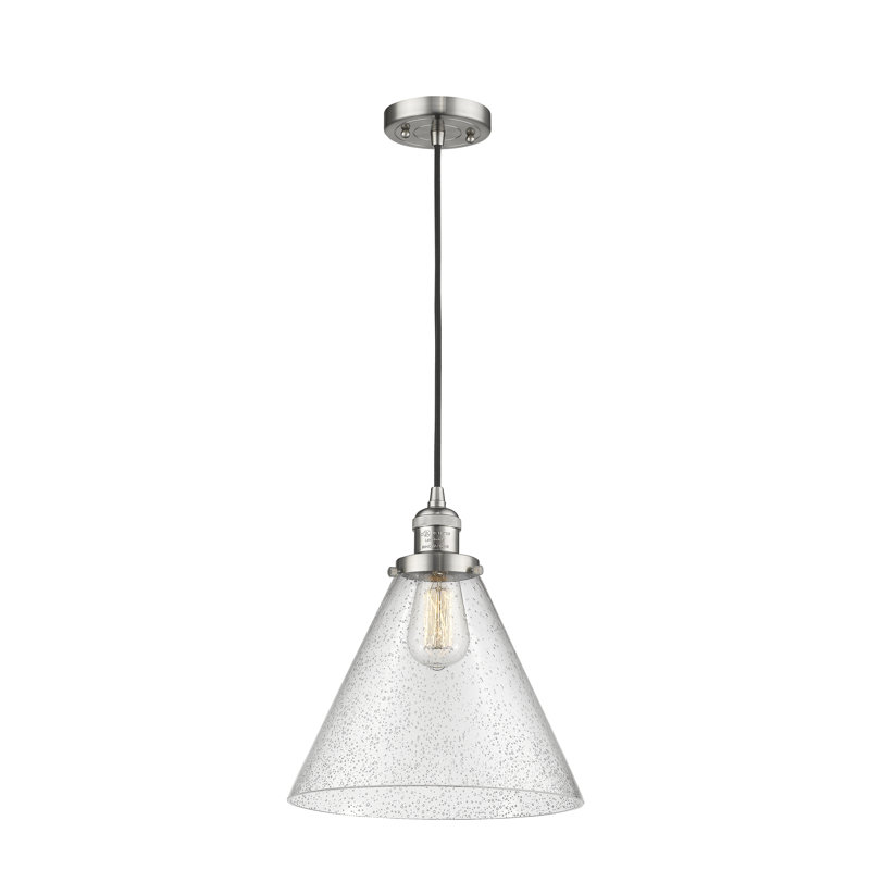Luminaire suspendu conique à 1 lumière Westbrook, Ampoule non incluse, Grainé, Nickel satiné brossé