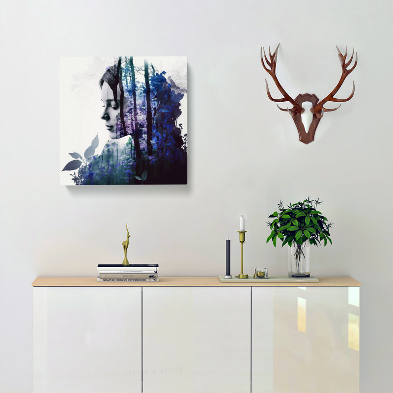Bluebell Double Exposure - Wrapped Canvas, 50cm H x 50cm W x 3cm D