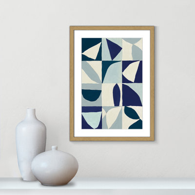 Hestia Yellow Mayan I Blue Version By Isabelle Z  - Framed Art w/ 4 Ply Matboard