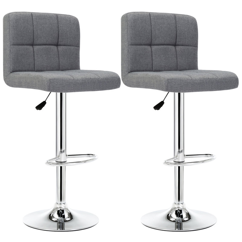 Cahya Fabric Swivel Adjustable Height Bar Stools