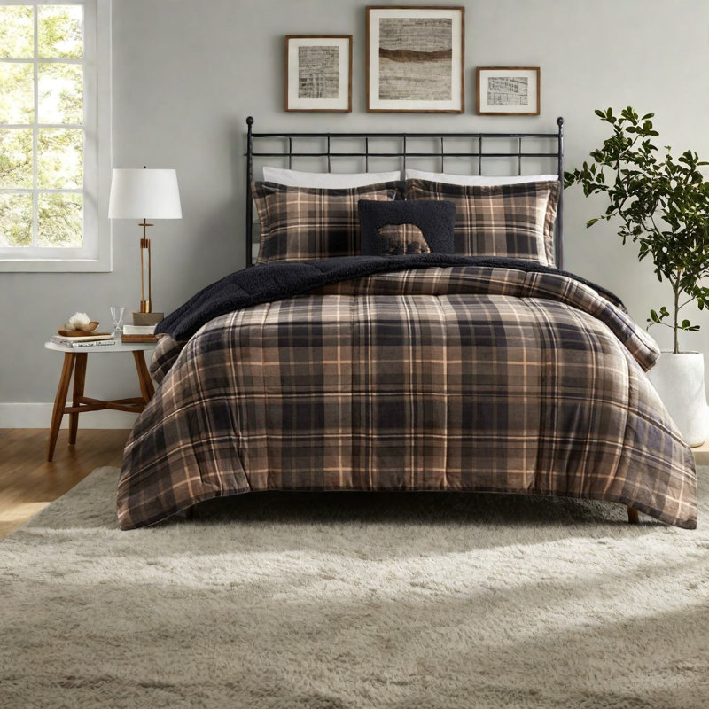 Cozy King Bedding Sets, Plush Sherpa Comforter Rustic Farmhouse Home