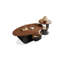 Ensemble de tables basses rondes brunes en bois manufacturé et en fer-128964788-128964792