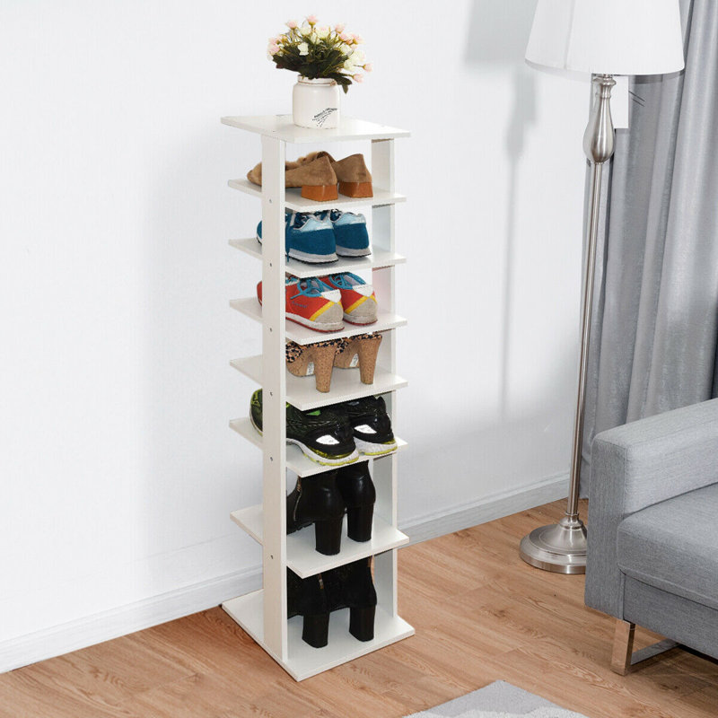 7 Pair Stackable Shoe Rack, White