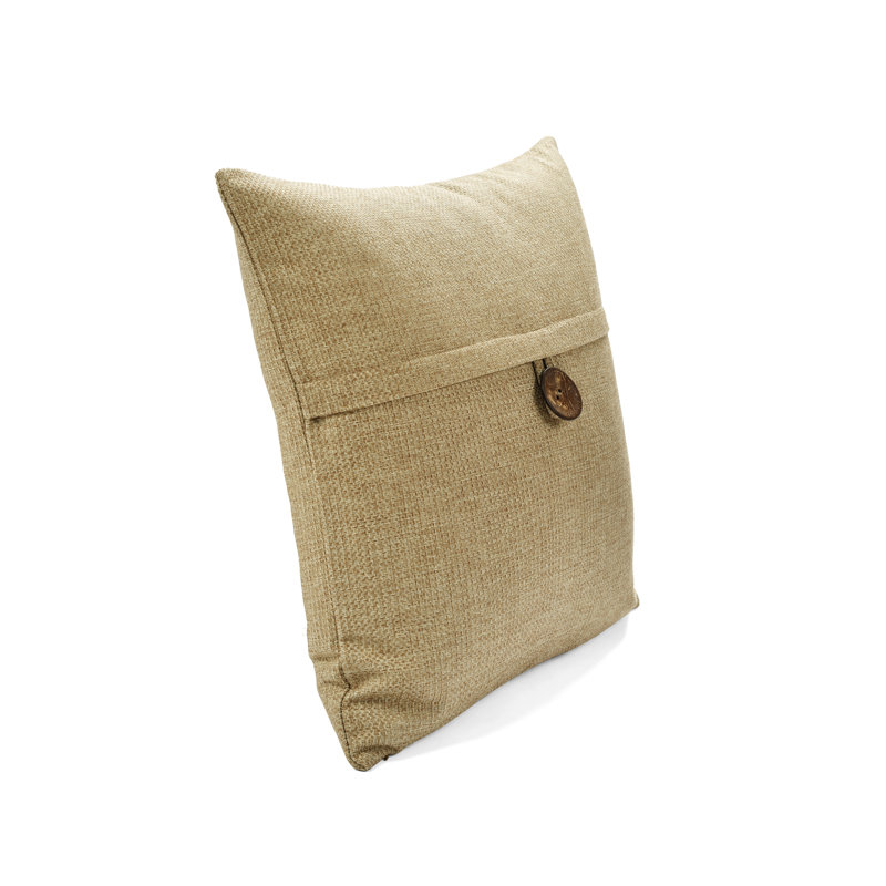 Clayton Red Woven Button 20" x 20" Polyester Pillow Cover