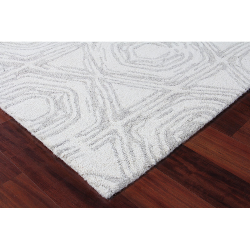 Caprice Wool Geometric Area Rug, Ivory/Dark Blue, Rectangle 6' x 9'