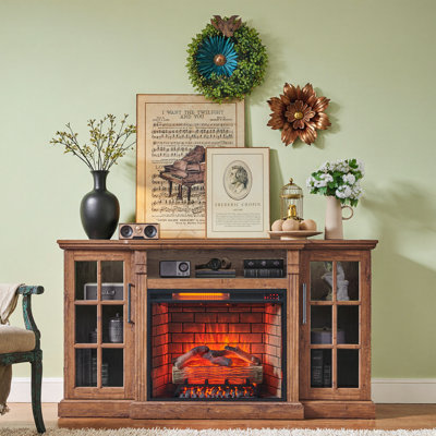 Meuble télé 65 po avec foyer électrique 65 po avec lumières DEL et armoires de rangement
